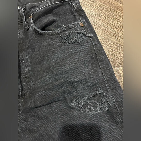 AGOLDE 90s Pinch Waist Jeans Howl Black Straight Leg Distressed Aritzia  25 - Picture 8 of 15